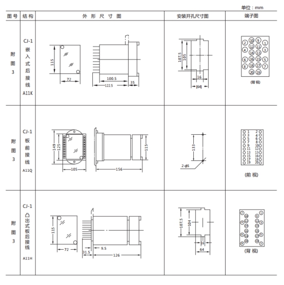JL8-12集成電路電流繼電器繼電器外形尺寸及開(kāi)孔尺寸