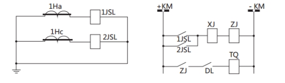 JSL-13繼電器構(gòu)成的二相式定時限保護(hù)的原理圖