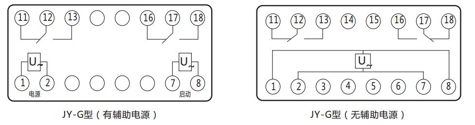 JY-G端子排靜態(tài)電壓繼電器內部接線圖及外引接線圖