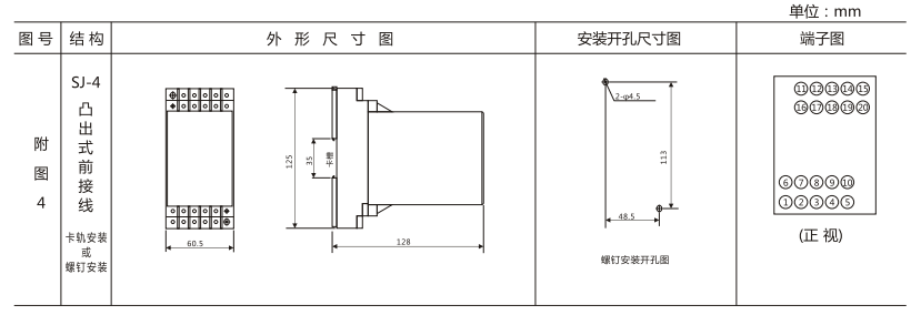 DZY（J)-422導(dǎo)軌式中間繼電器外形結(jié)構(gòu)及開孔尺寸圖
